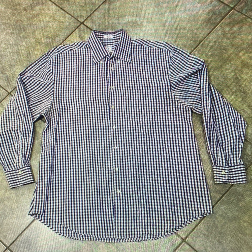 Peter Millar Blue and White Checkered Shirt